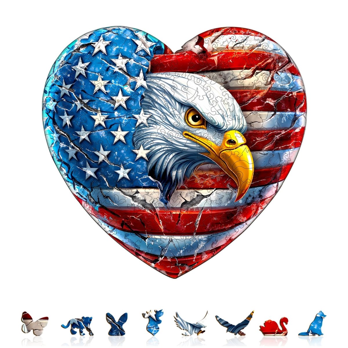 Patriotic Eagle - 1 Wooden Jigsaw Puzzle - KAAYEE Puzzle