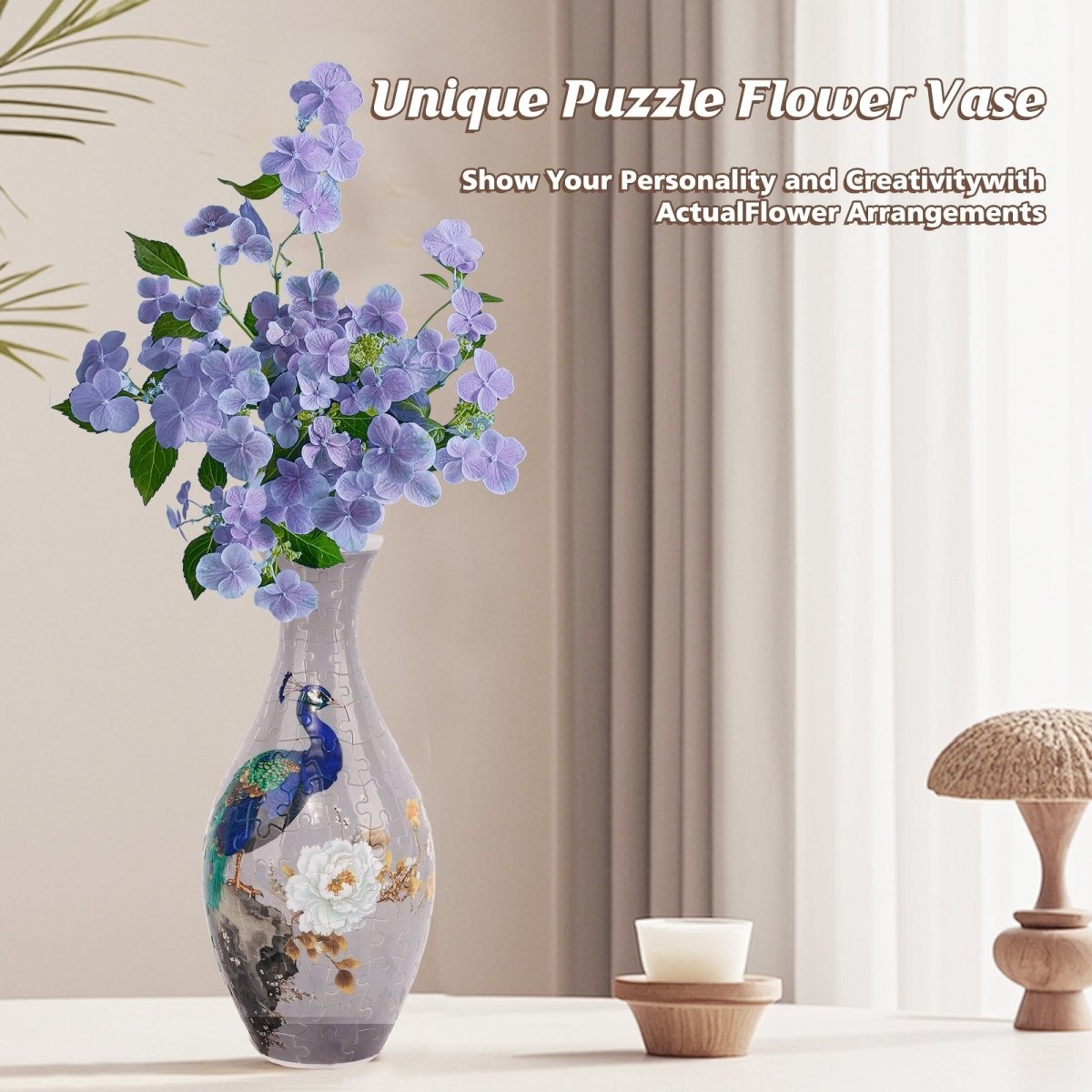 Peacock 3D Vase Puzzle Kit - KAAYEE Puzzle