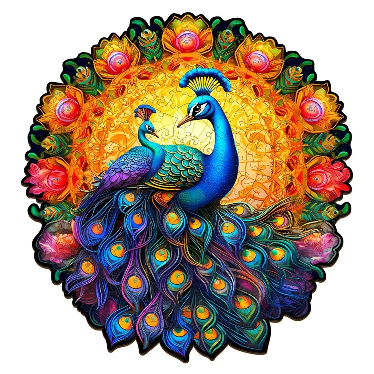 Peacock Family Wooden Jigsaw Puzzle - KAAYEE Puzzle