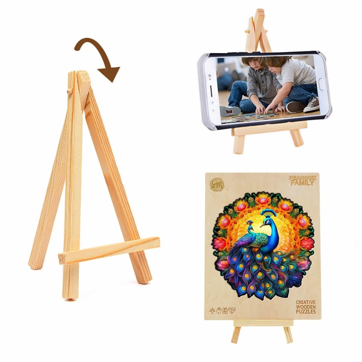 Peacock Family Wooden Jigsaw Puzzle - KAAYEE Puzzle