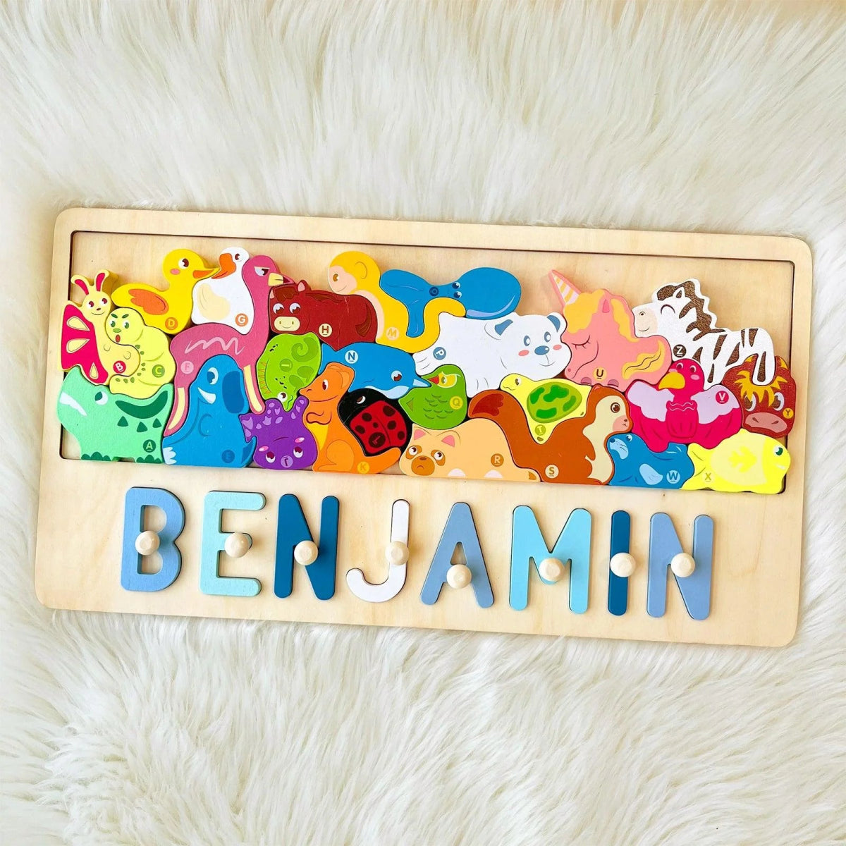 Personalized Baby Name Wooden Puzzle with Animal Puzzles - KAAYEE Puzzle