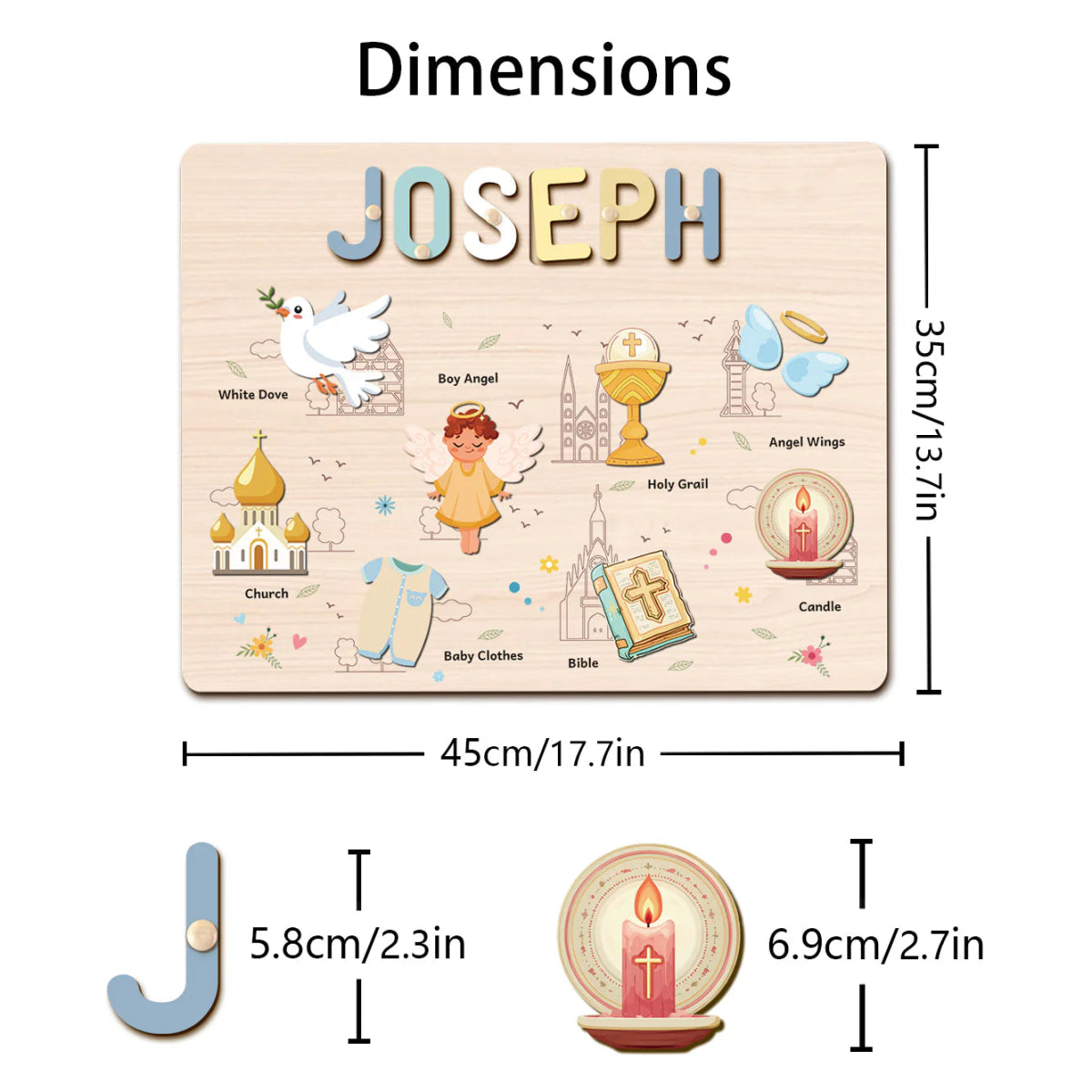 Personalized Baby Name Wooden Puzzle with Baptism Boy Set - KAAYEE Puzzle