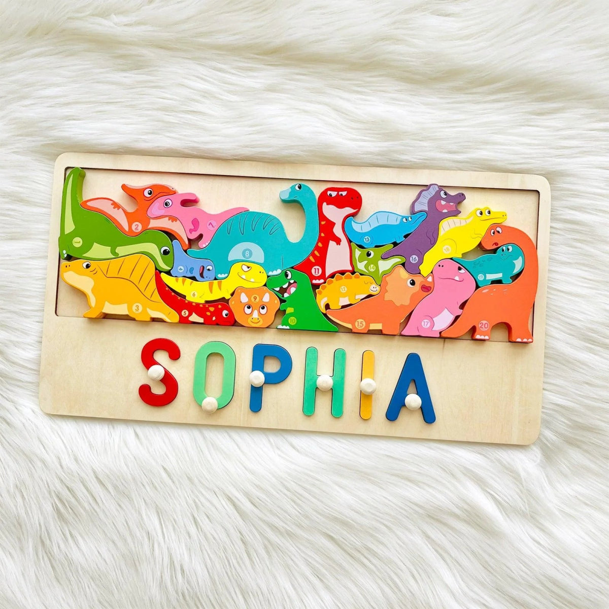 Personalized Baby Name Wooden Puzzle with Dinosaur Puzzles - KAAYEE Puzzle