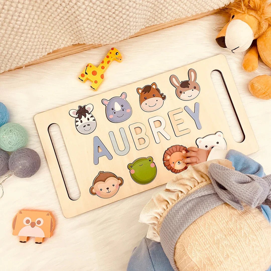 Personalized Baby Name Wooden Puzzle with Handle - KAAYEE Puzzle