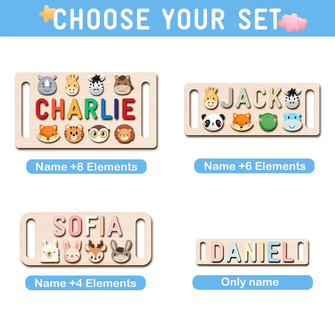 Personalized Baby Name Wooden Puzzle with Handle - KAAYEE Puzzle