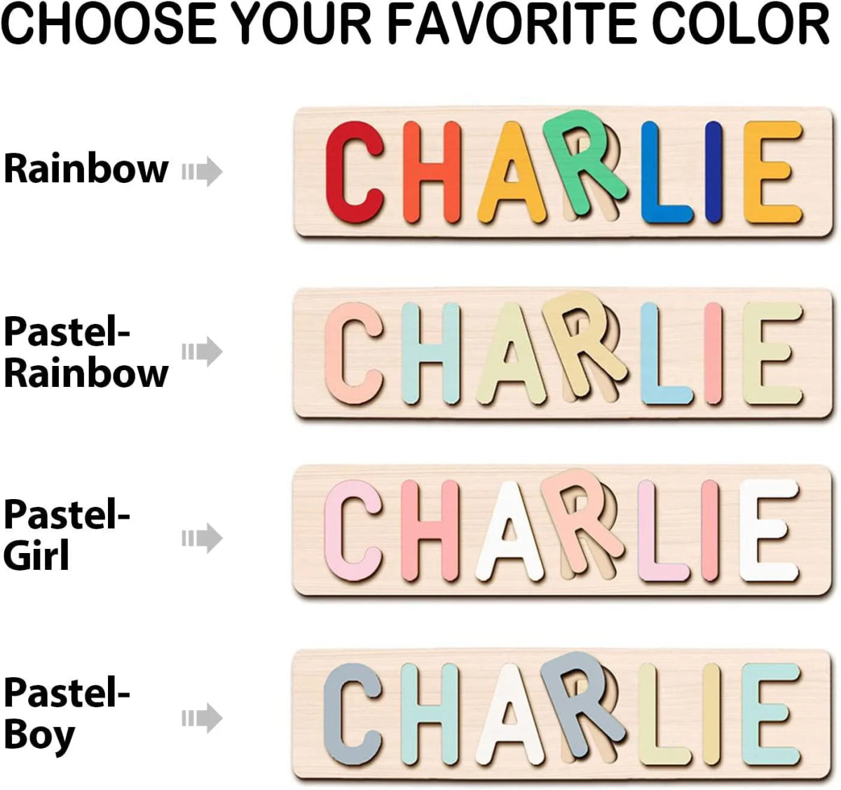 Personalized Baby Name Wooden Puzzle with One Animal Puzzle - KAAYEE Puzzle