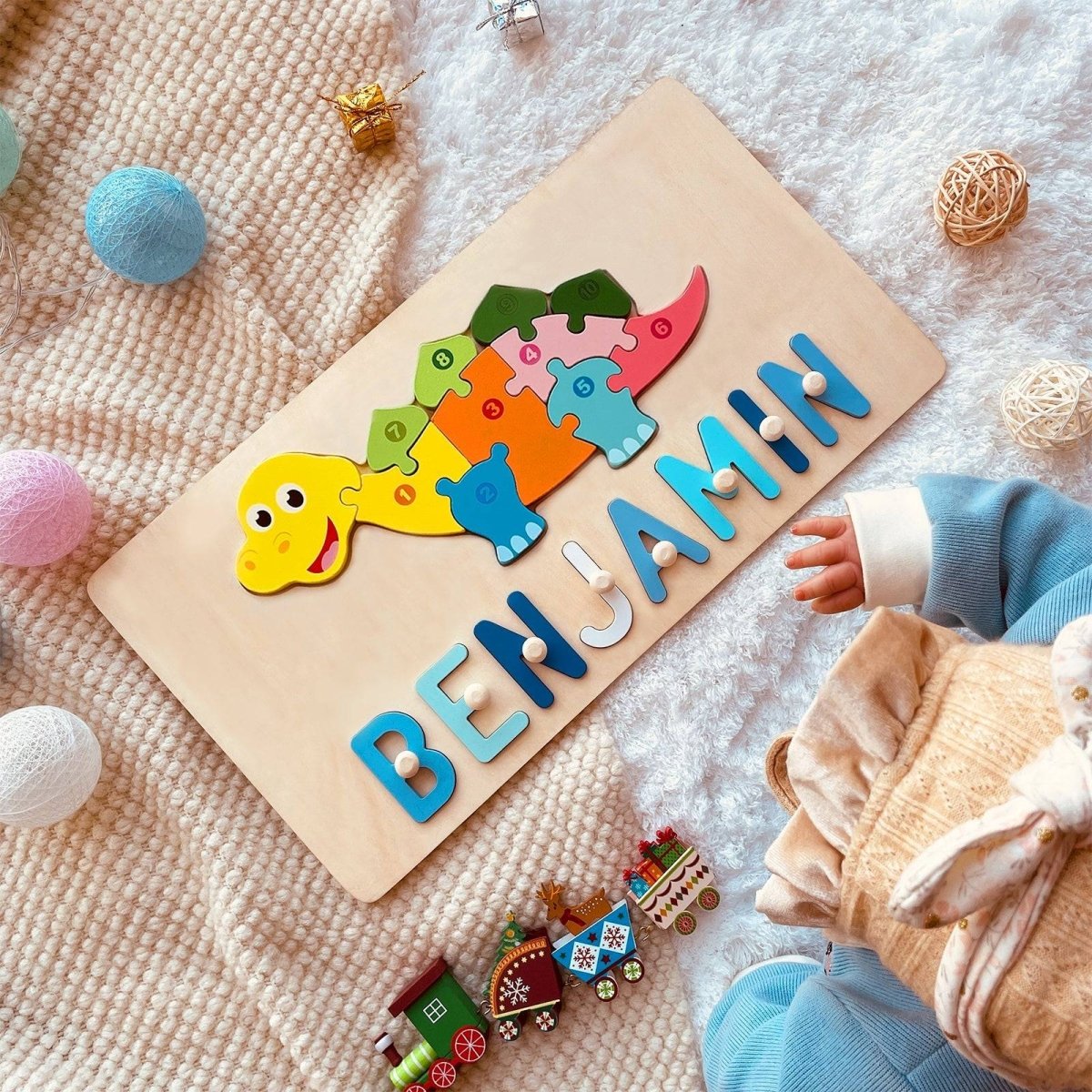 Personalized Baby Name Wooden Puzzle with Stacking Animals - KAAYEE Puzzle