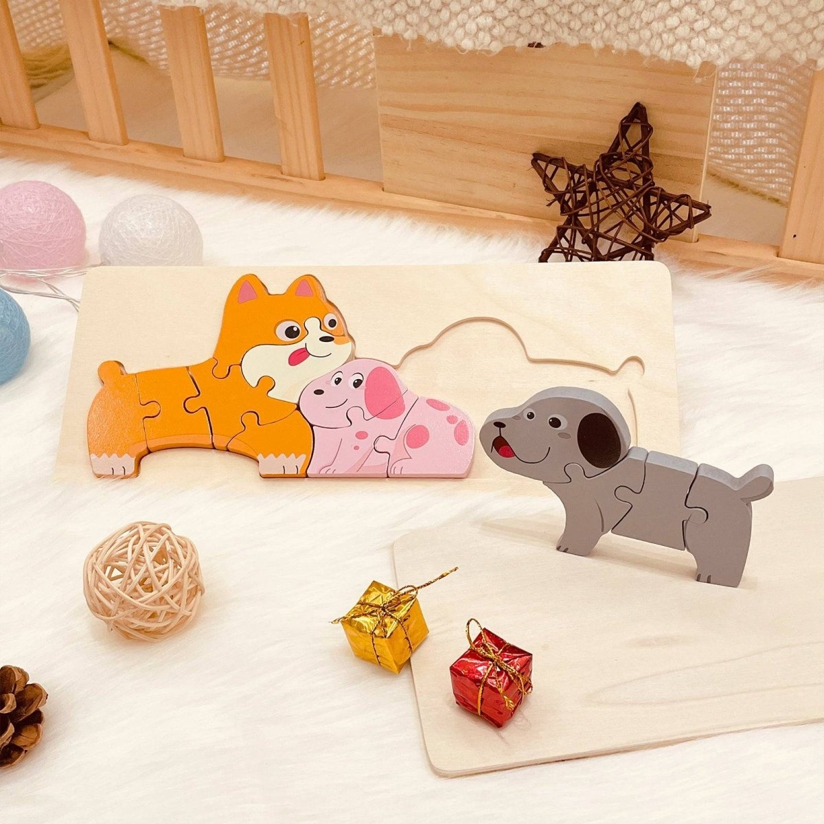Personalized Baby Name Wooden Puzzle with Stacking Animals - KAAYEE Puzzle