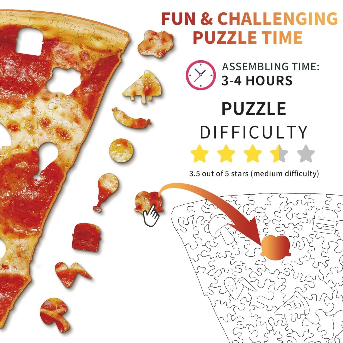 Pizza Wooden Jigsaw Puzzle - KAAYEE Puzzle