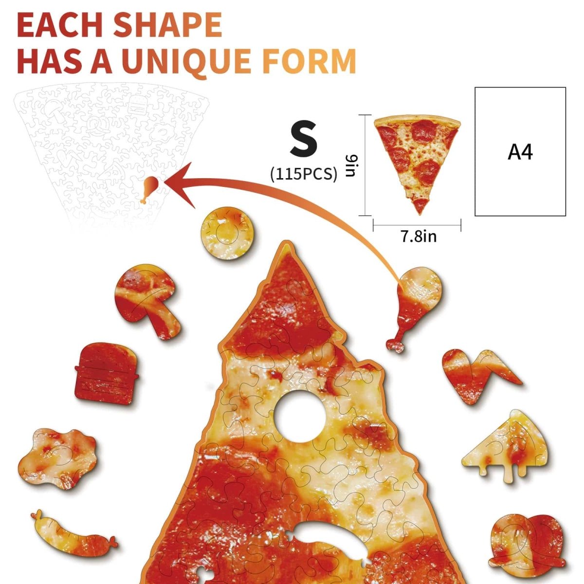 Pizza Wooden Jigsaw Puzzle - KAAYEE Puzzle