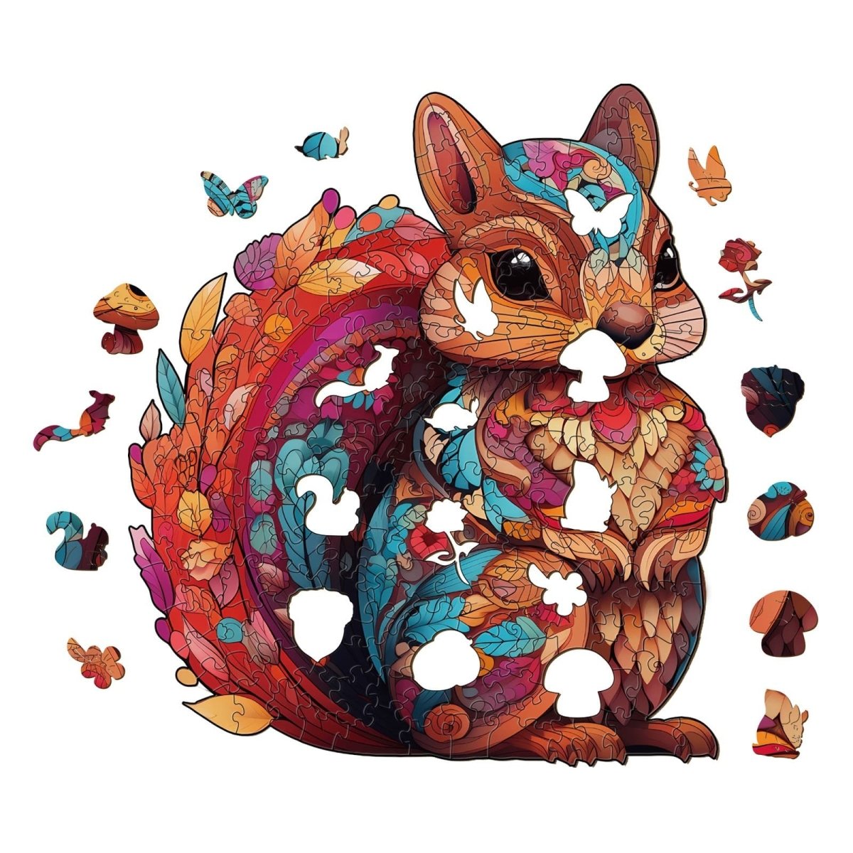 Playful Squirrel Wooden Jigsaw Puzzle - KAAYEE Puzzle