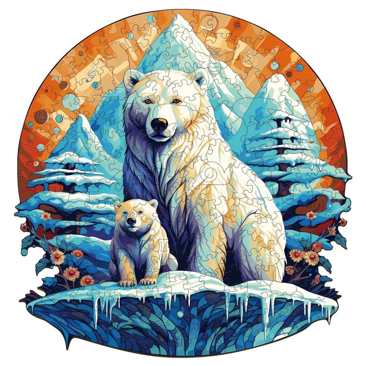 Polar bear family 2 Wooden Jigsaw Puzzle - KAAYEE Puzzle
