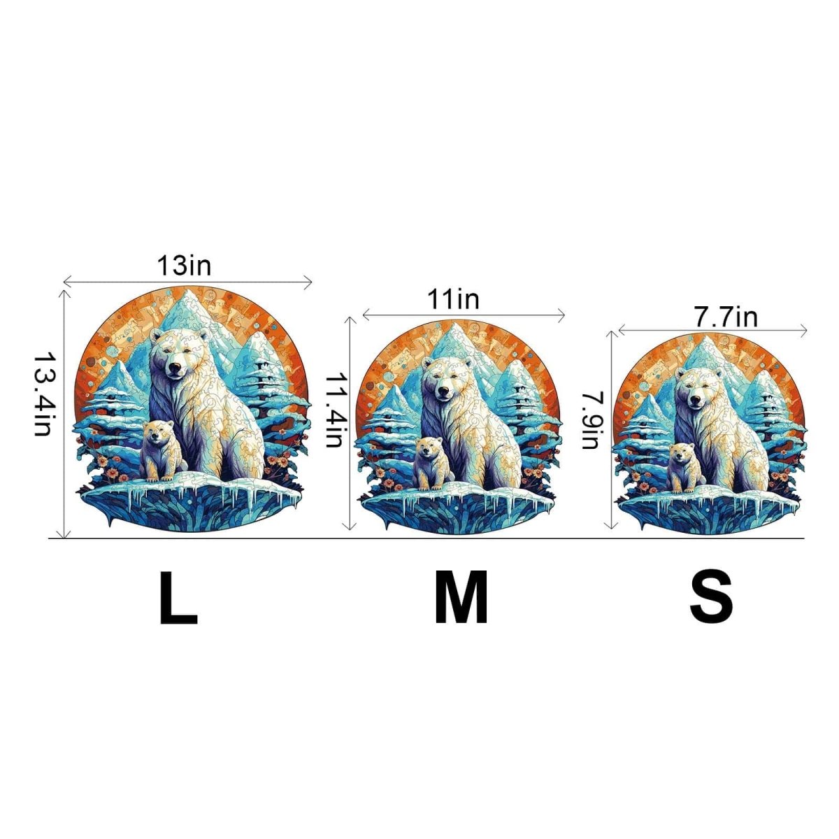 Polar bear family 2 Wooden Jigsaw Puzzle - KAAYEE Puzzle