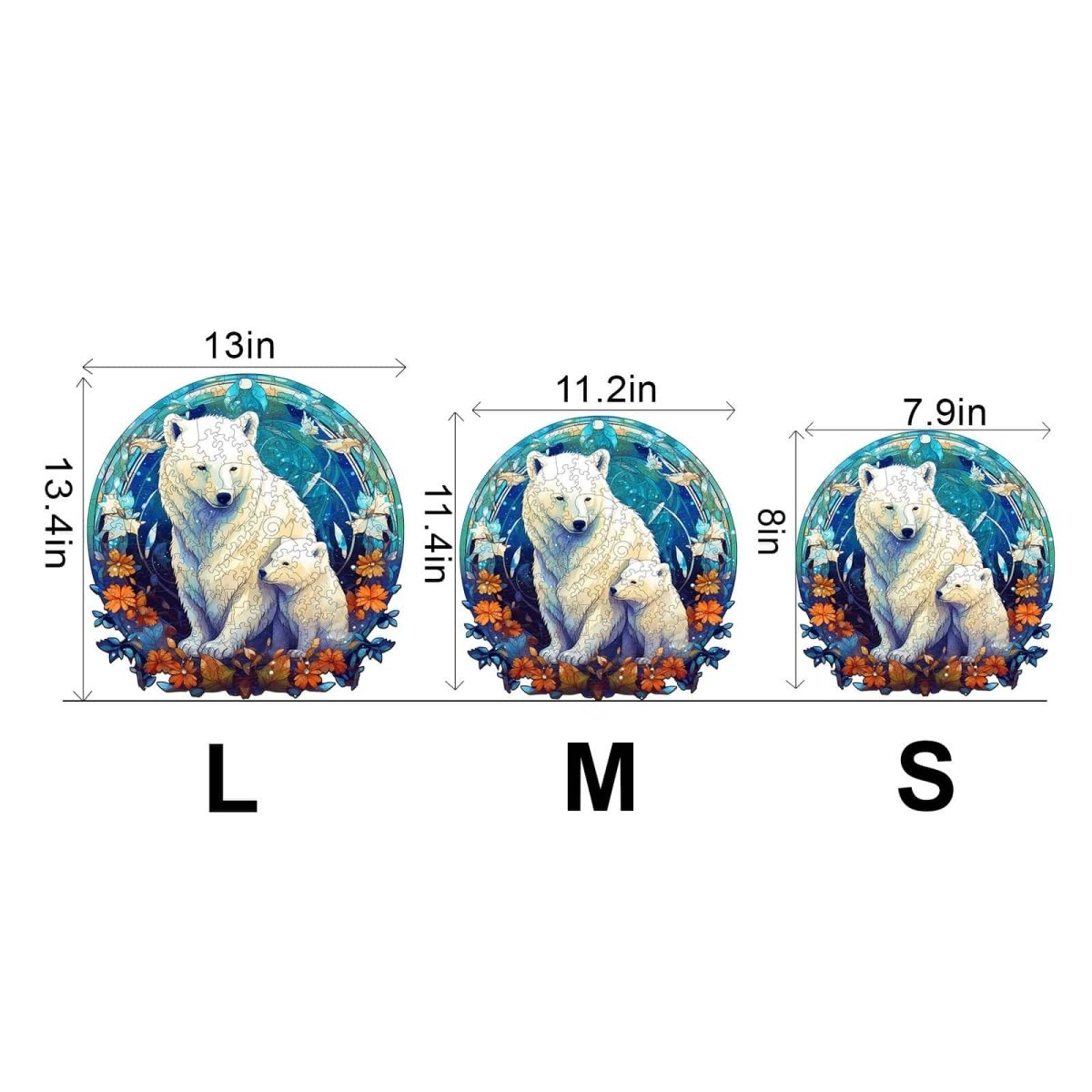 Polar bear family 3 Wooden Jigsaw Puzzle - KAAYEE Puzzle