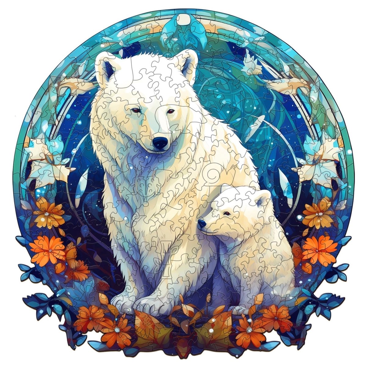 Polar bear family 3 Wooden Jigsaw Puzzle - KAAYEE Puzzle