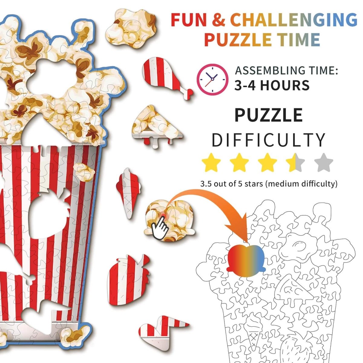 Popcorn Wooden Jigsaw Puzzle - KAAYEE Puzzle