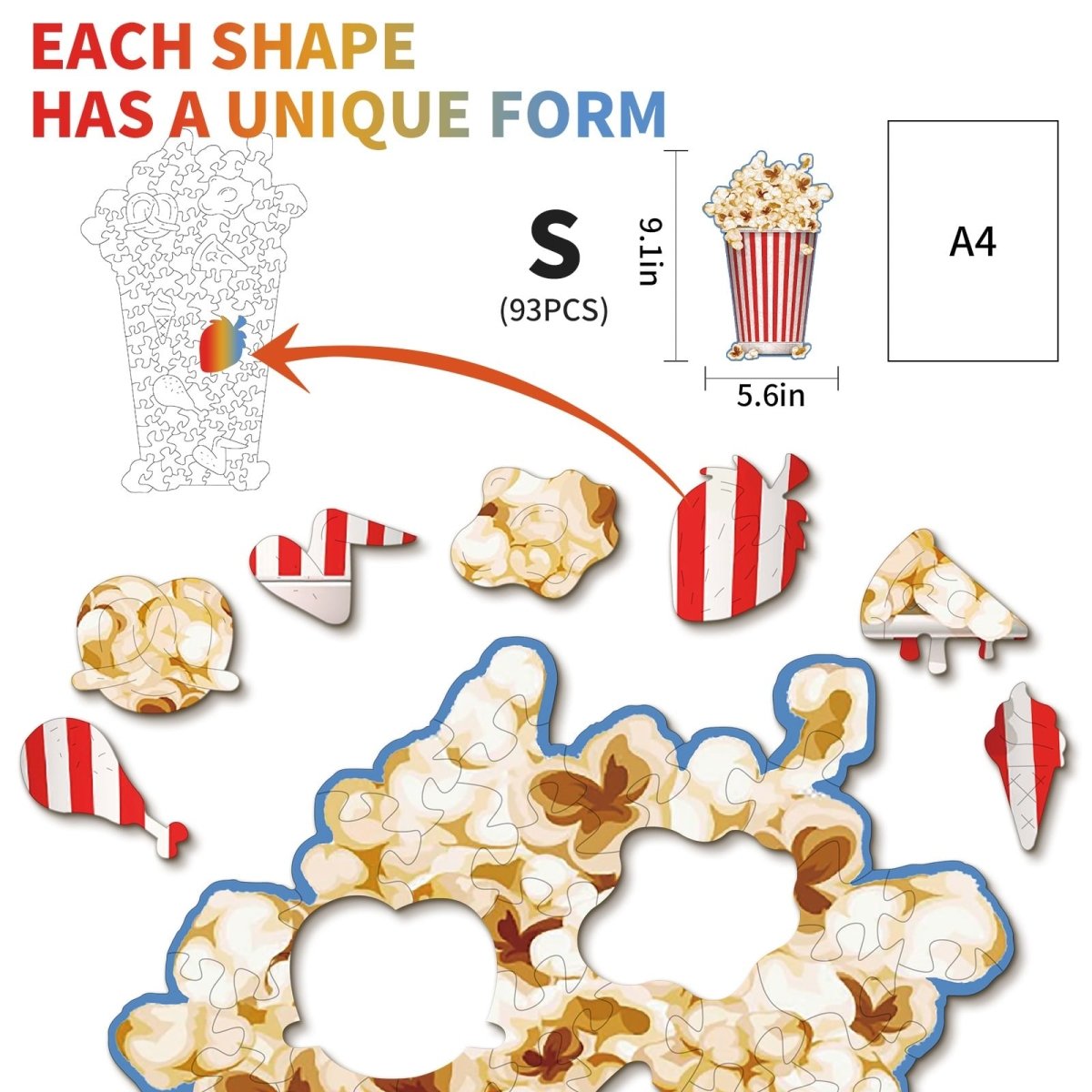 Popcorn Wooden Jigsaw Puzzle - KAAYEE Puzzle