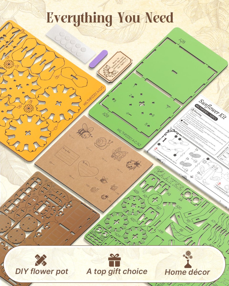 Potted Sunflower DIY Wooden Kit - KAAYEE Puzzle