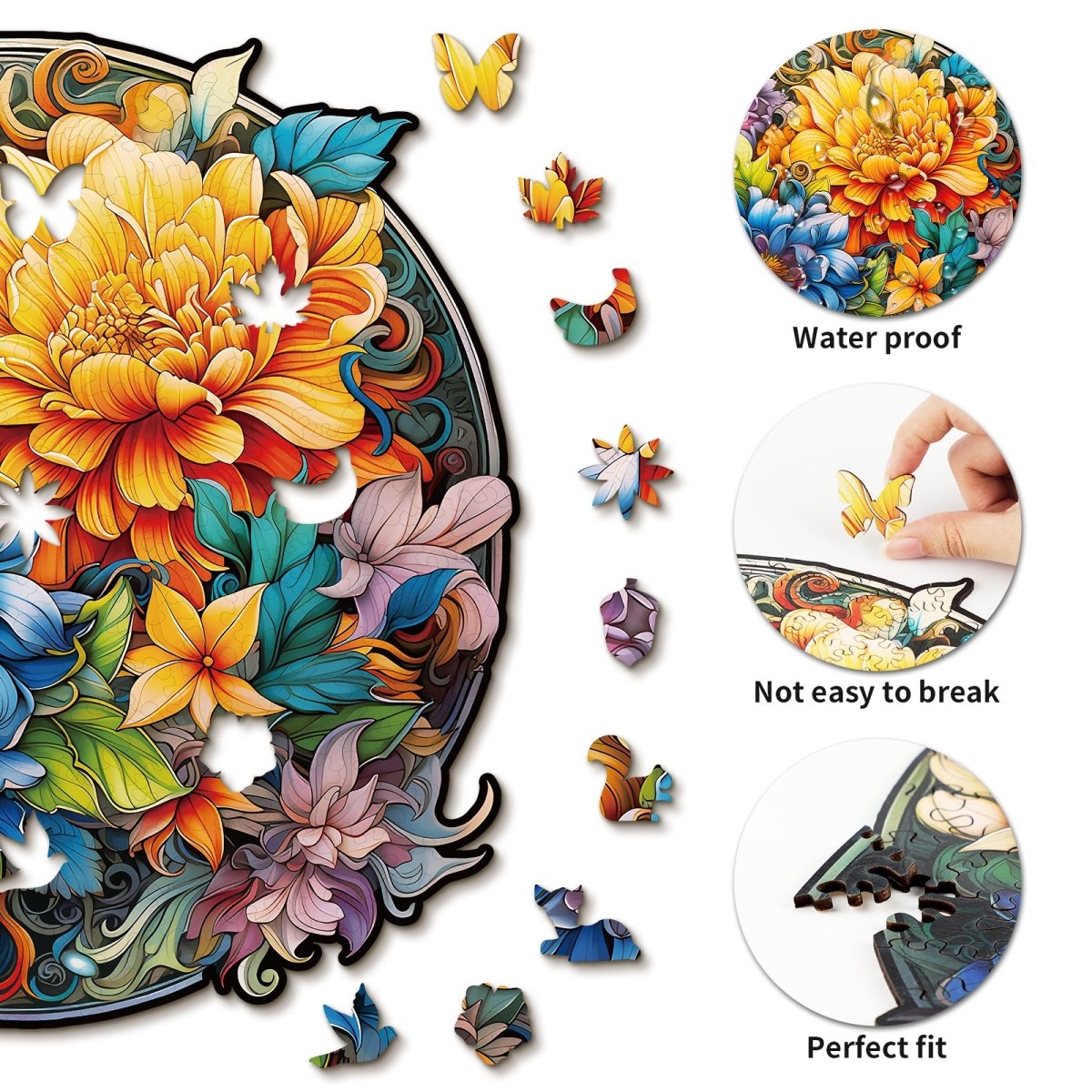 Prosperous Bloom Flower Wooden Jigsaw Puzzle - KAAYEE Puzzle