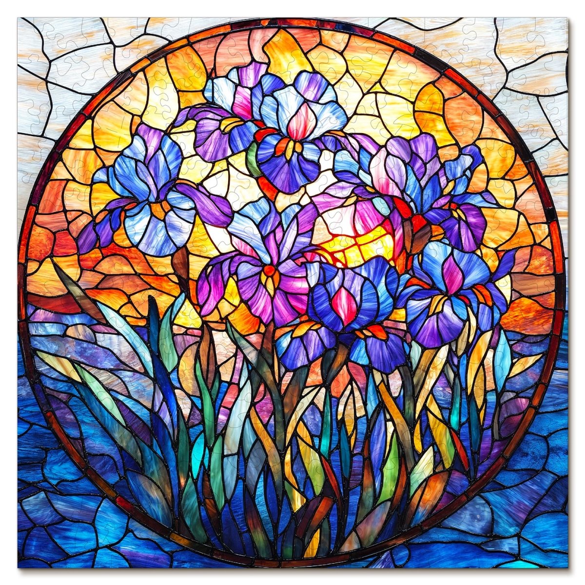 Purple Glass Iris Wooden Jigsaw Puzzle - KAAYEE Puzzle