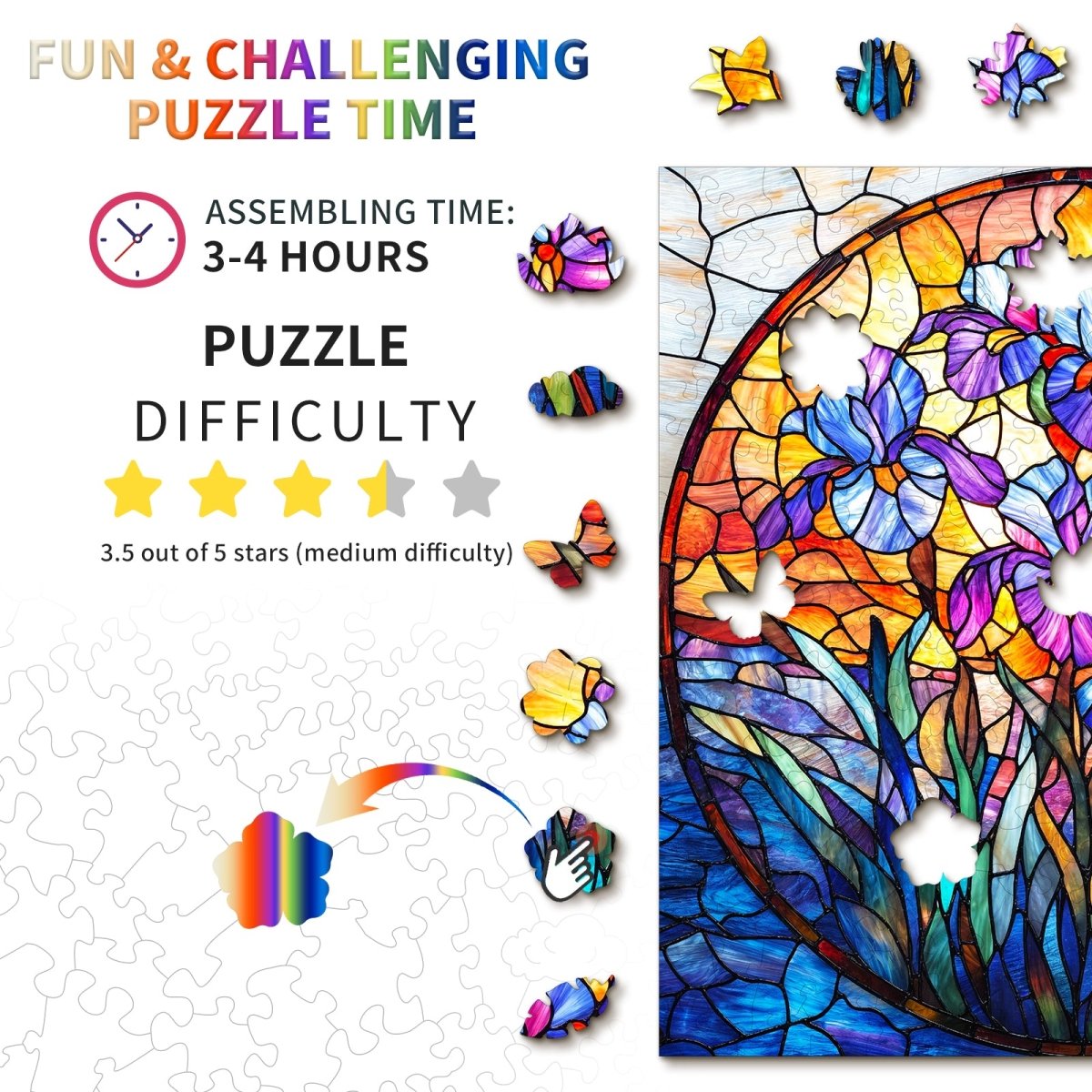 Purple Glass Iris Wooden Jigsaw Puzzle - KAAYEE Puzzle