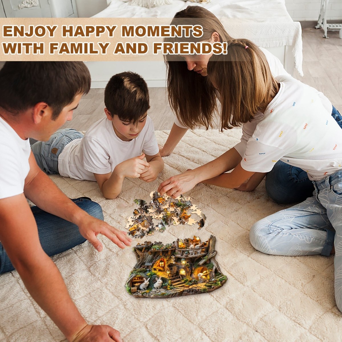 Rabbit’s Tree House Wooden Jigsaw Puzzle - KAAYEE Puzzle