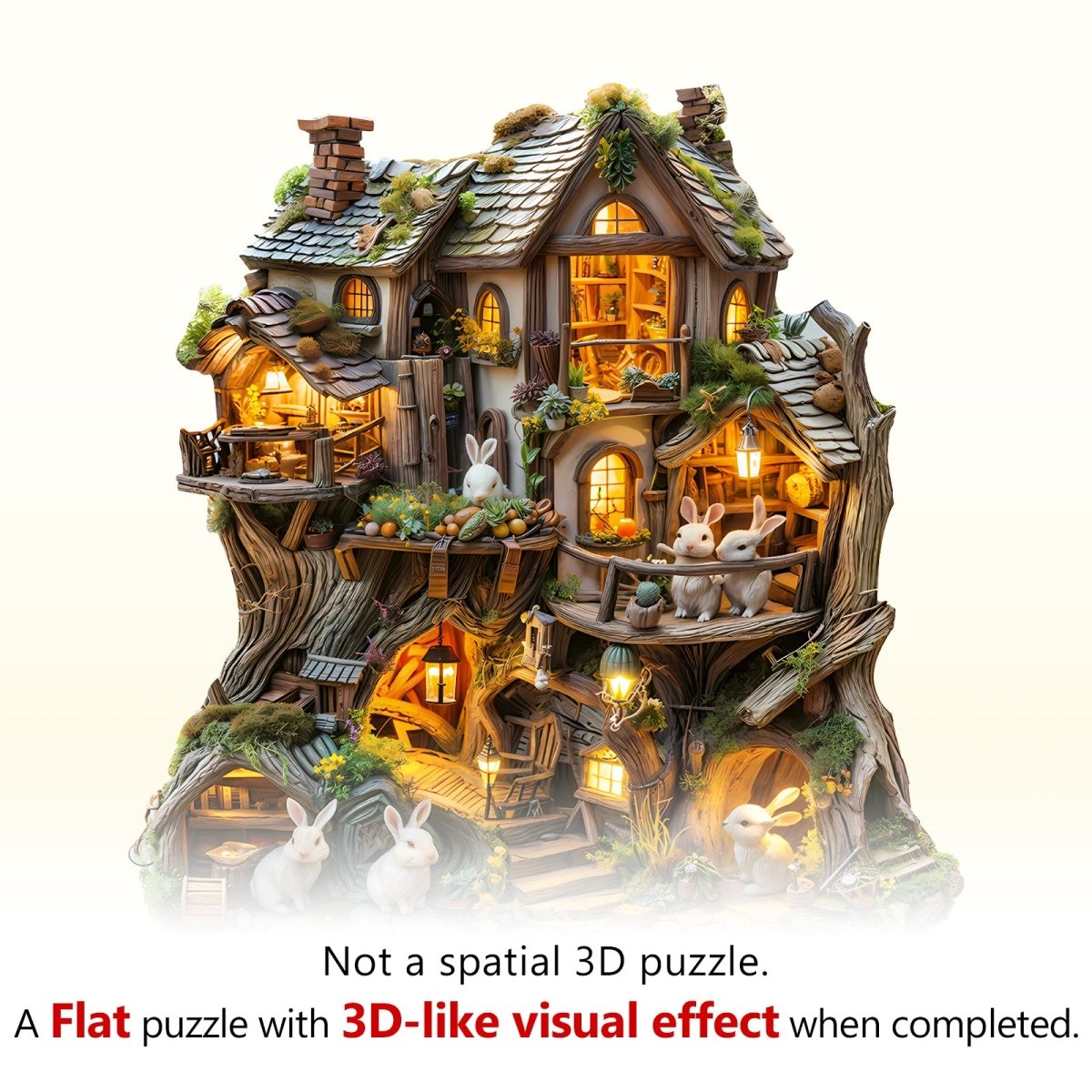 Rabbit’s Tree House Wooden Jigsaw Puzzle - KAAYEE Puzzle