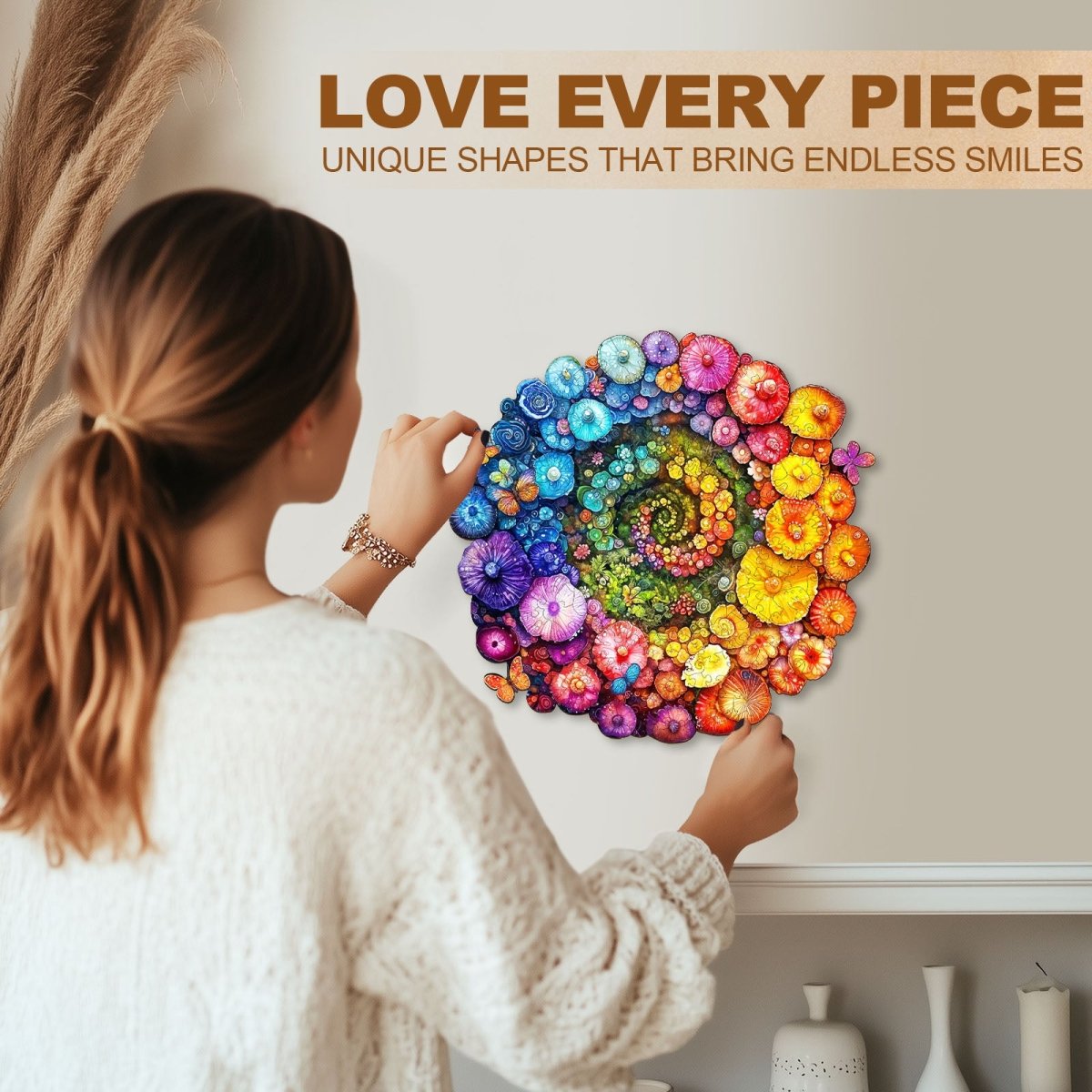 Rainbow vortex mushrooms Wooden Jigsaw Puzzle - KAAYEE Puzzle