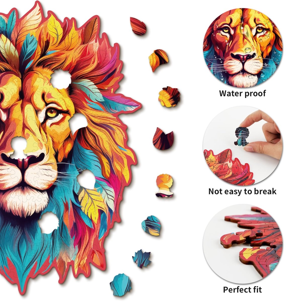 Resolute Lion Wooden Jigsaw Puzzle - KAAYEE Puzzle