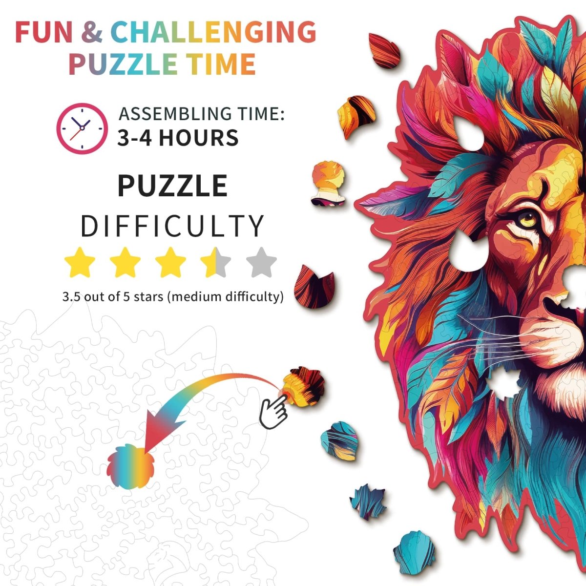 Resolute Lion Wooden Jigsaw Puzzle - KAAYEE Puzzle