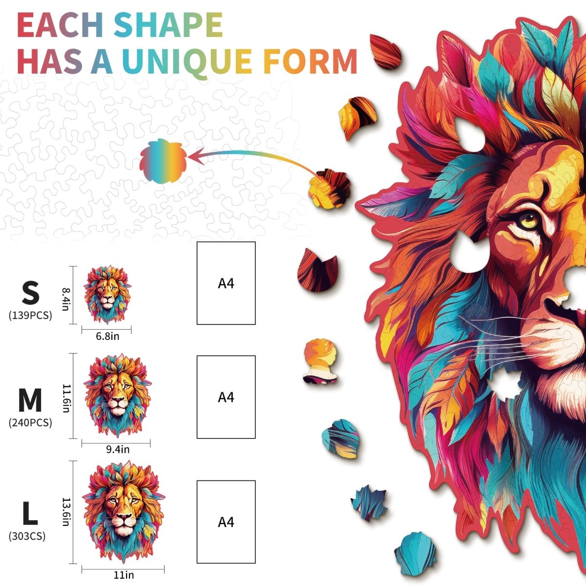 Resolute Lion Wooden Jigsaw Puzzle - KAAYEE Puzzle