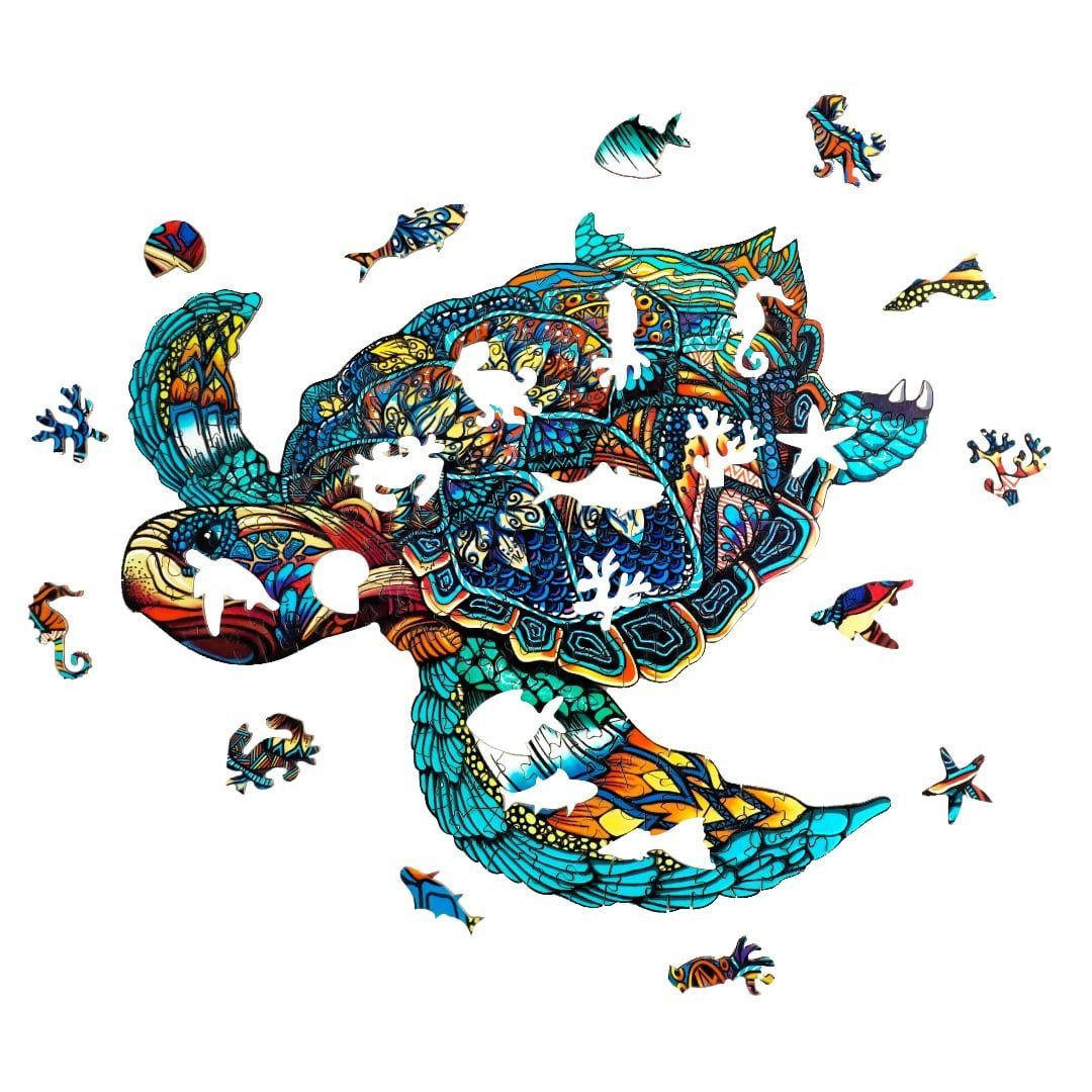 RESOLUTE TURTLE Wooden Jigsaw Puzzle - KAAYEE Puzzle