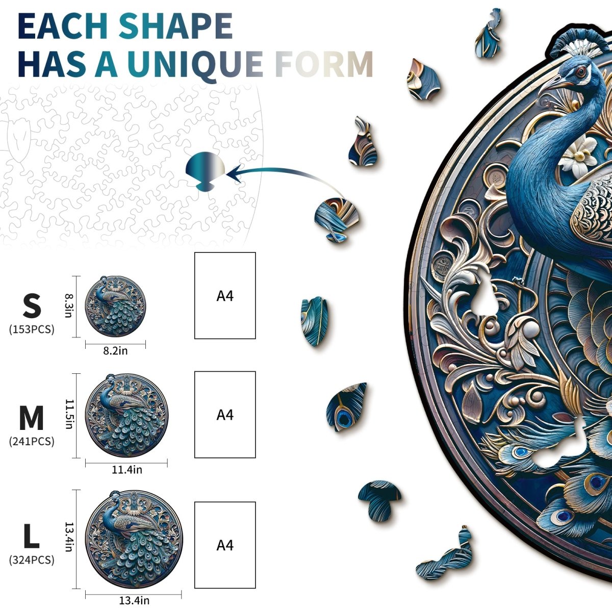 Retro Beautiful Peacock Wooden Jigsaw Puzzle - KAAYEE Puzzle