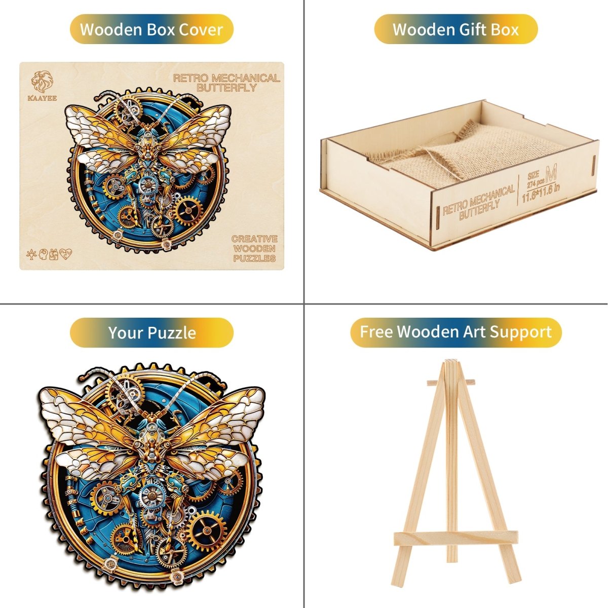 Retro Mechanical Butterfly Wooden Jigsaw Puzzle - KAAYEE Puzzle