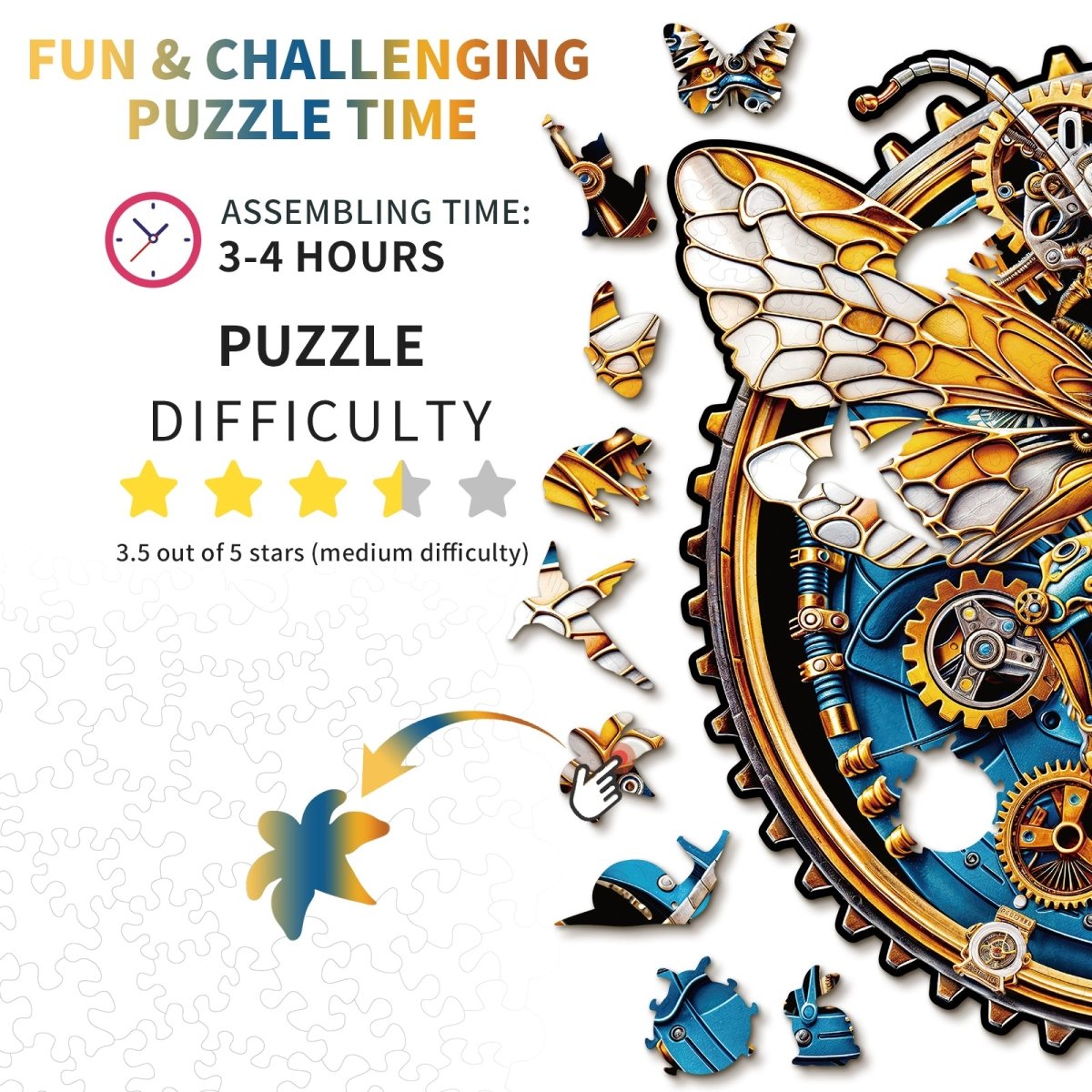 Retro Mechanical Butterfly Wooden Jigsaw Puzzle - KAAYEE Puzzle