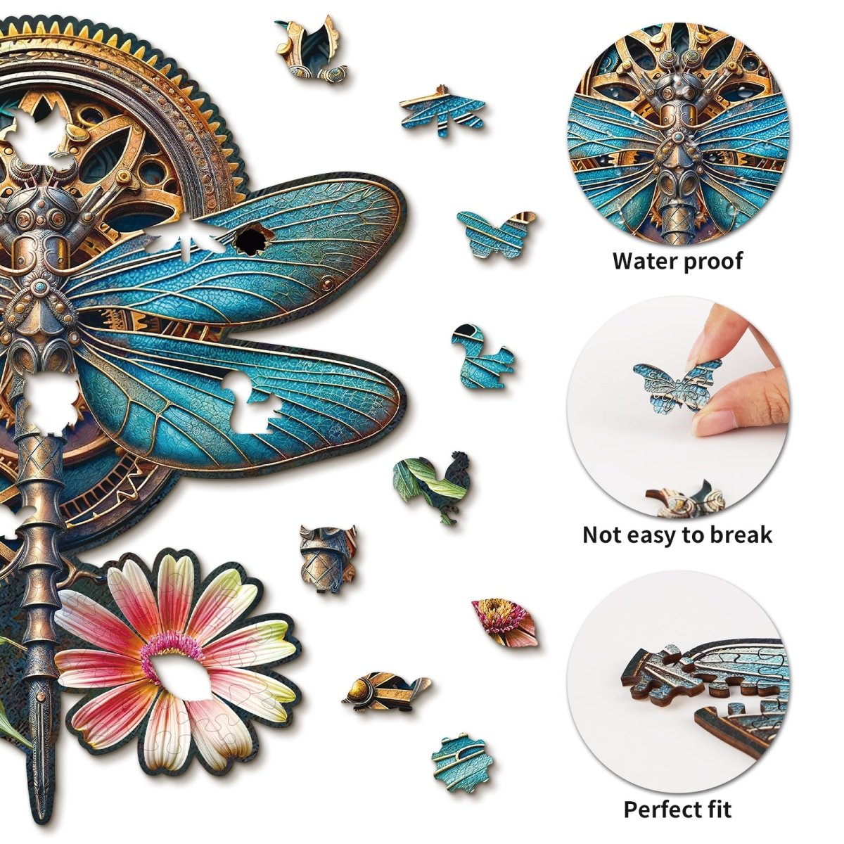 Retro Mechanical dragonfly Wooden Jigsaw Puzzle - KAAYEE Puzzle