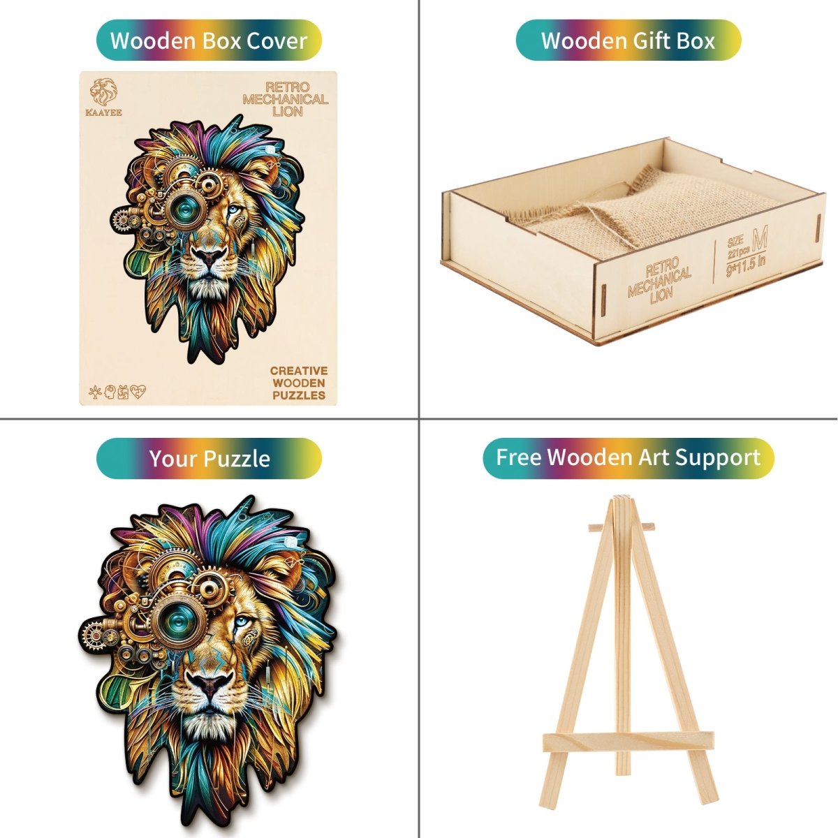 Retro Mechanical Lion Wooden Jigsaw Puzzle - KAAYEE Puzzle