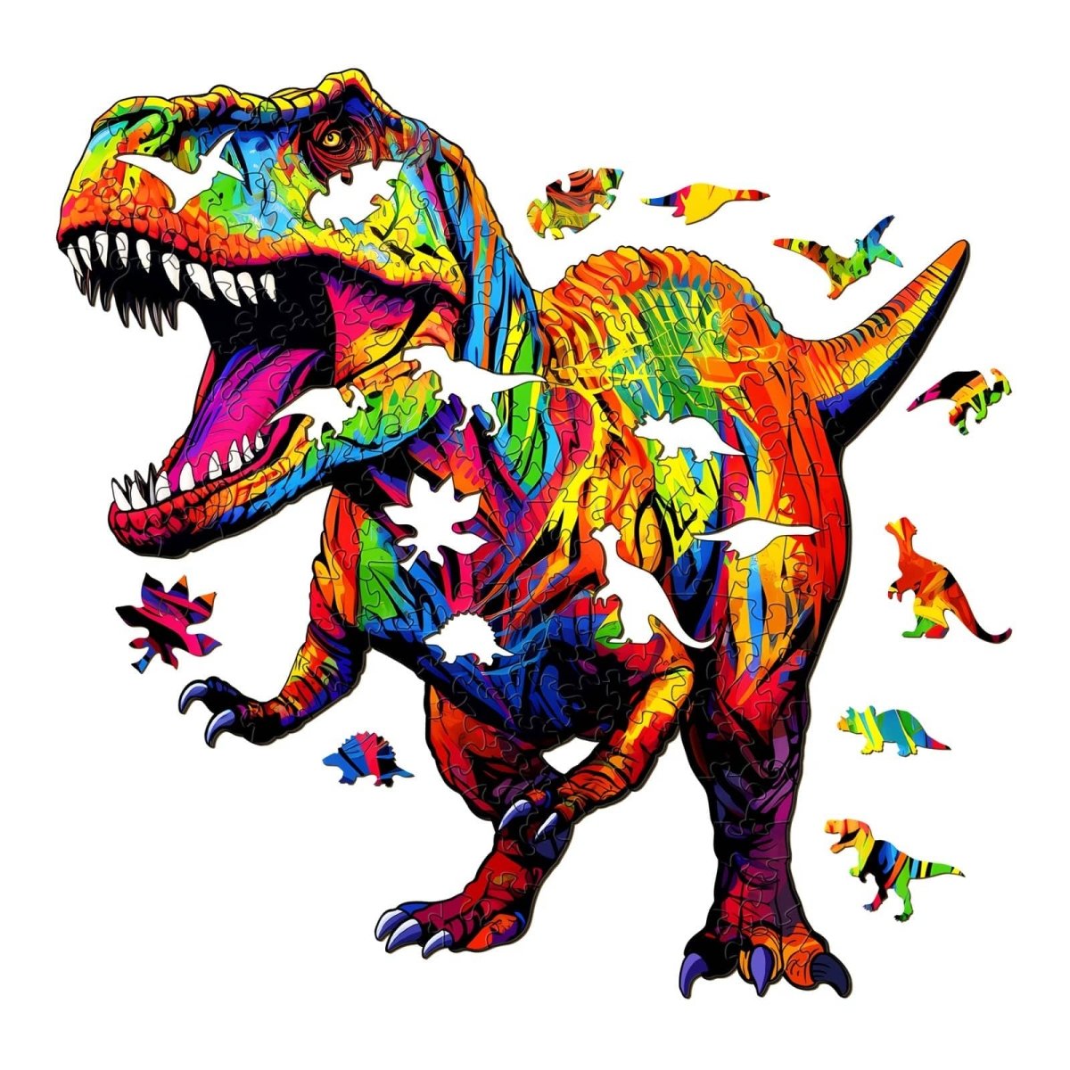 Roaring T rex Wooden Jigsaw Puzzle - KAAYEE Puzzle