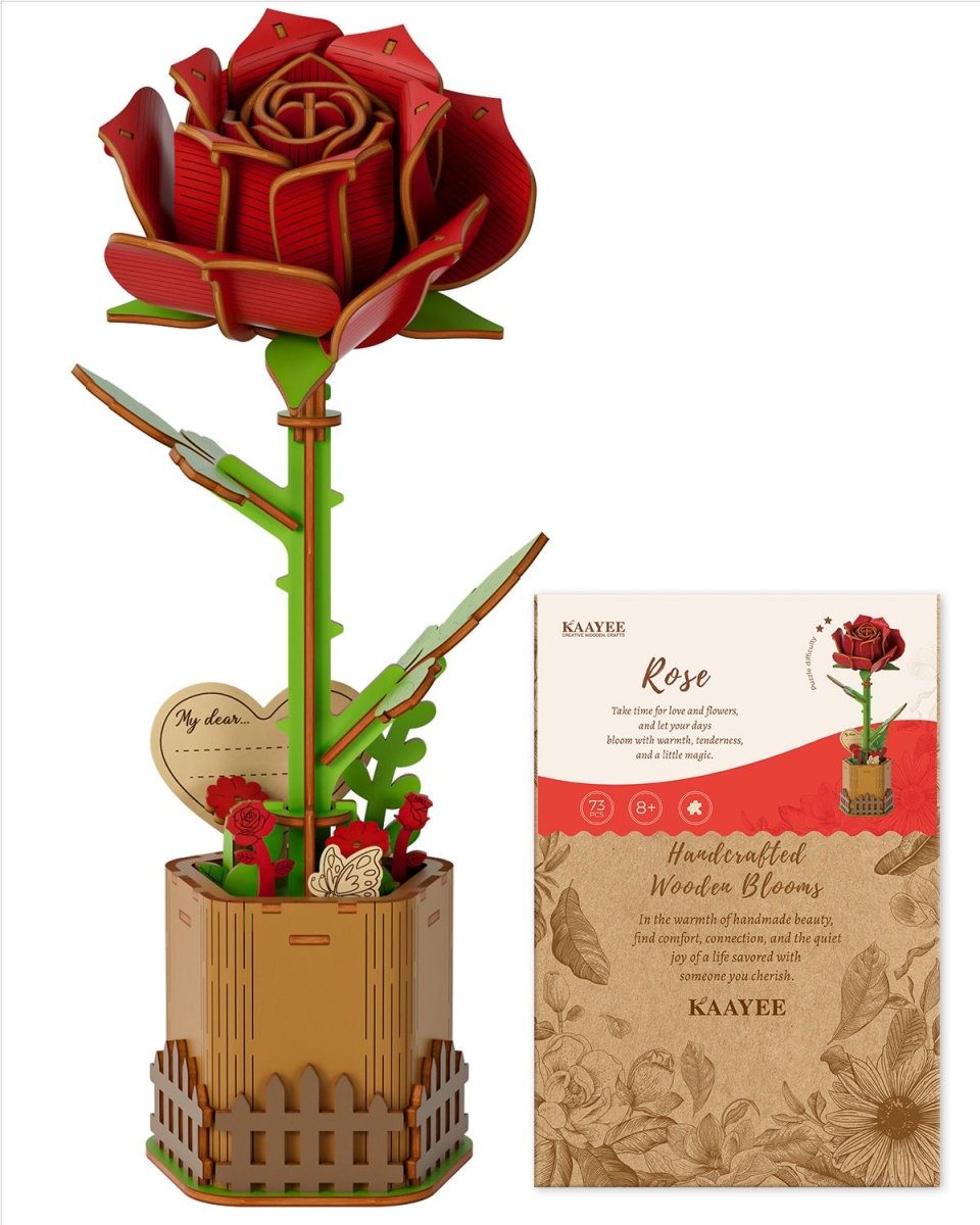 Rose DIY Wooden Flower - KAAYEE Puzzle