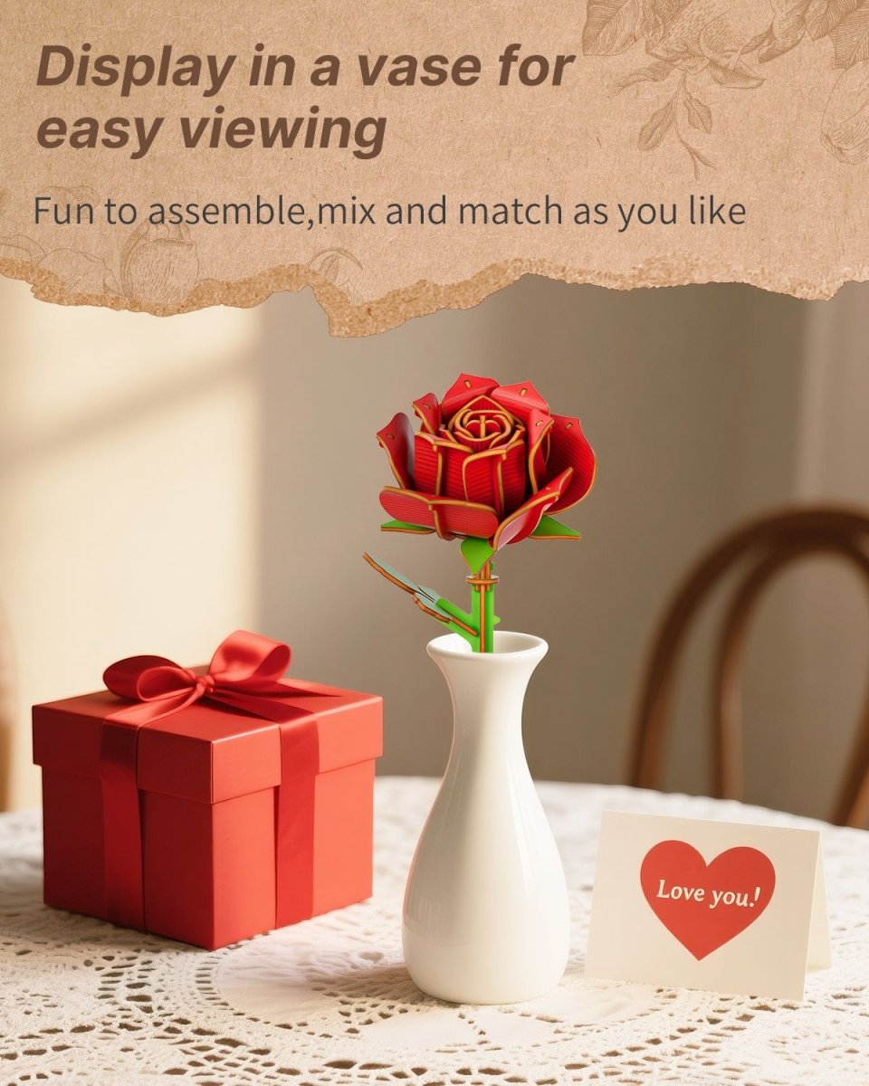 Rose DIY Wooden Flower - KAAYEE Puzzle