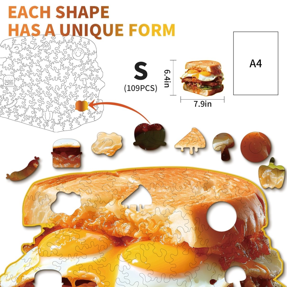 Sandwich Wooden Jigsaw Puzzle - KAAYEE Puzzle