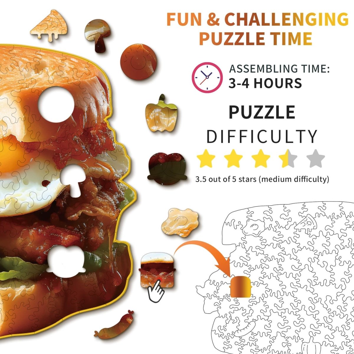 Sandwich Wooden Jigsaw Puzzle - KAAYEE Puzzle