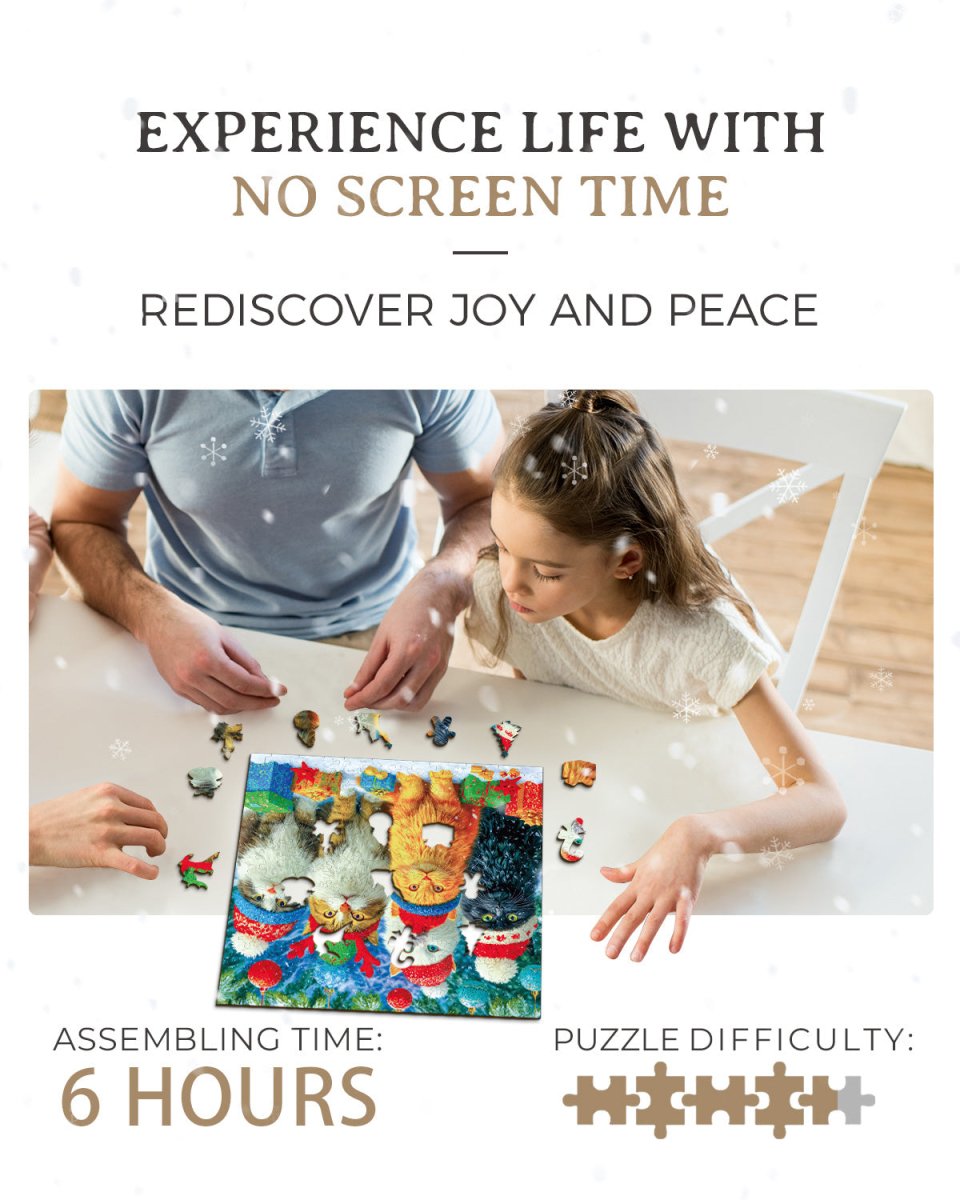 Santa Kitty Wooden Jigsaw Puzzle - KAAYEE Puzzle