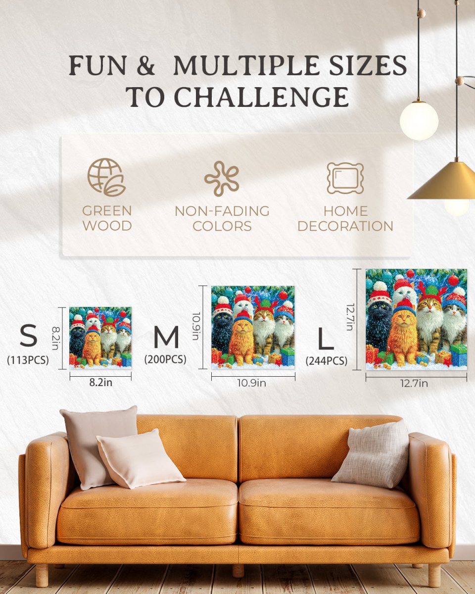 Santa Kitty Wooden Jigsaw Puzzle - KAAYEE Puzzle