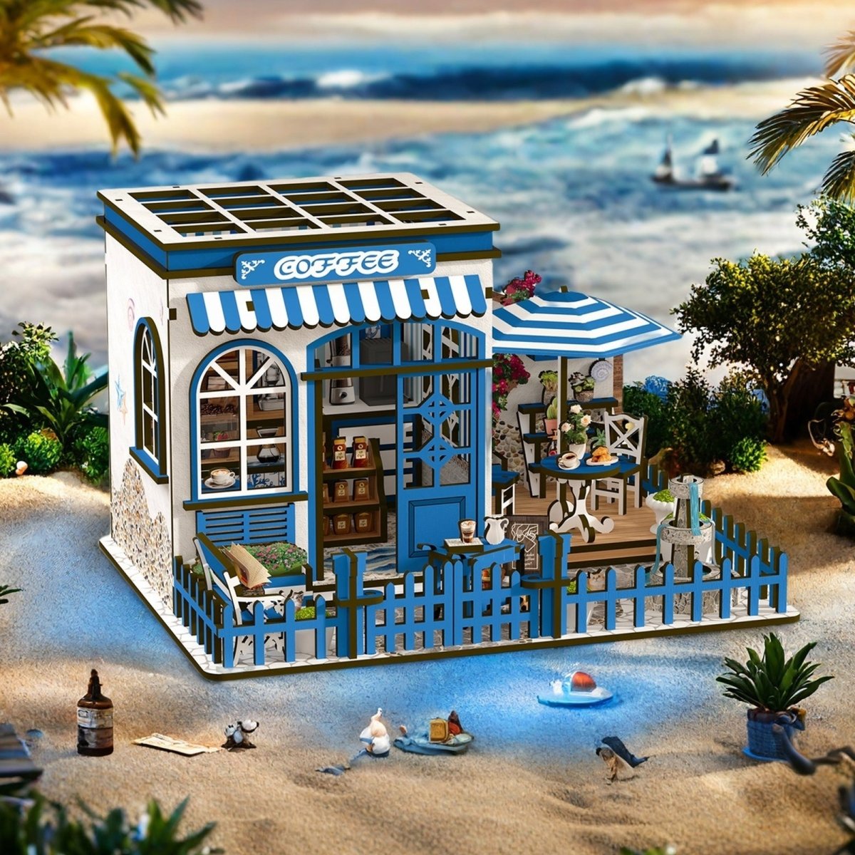Santorini Sun Coffee DIY Miniature House - KAAYEE Puzzle