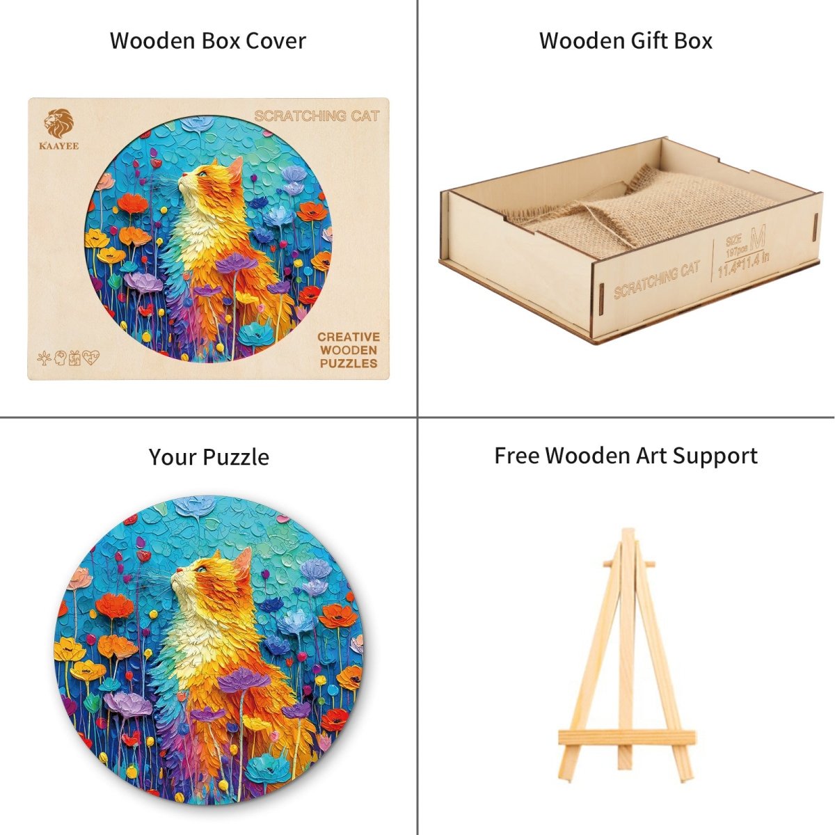 Scratching Cat Wooden Jigsaw Puzzle - KAAYEE Puzzle