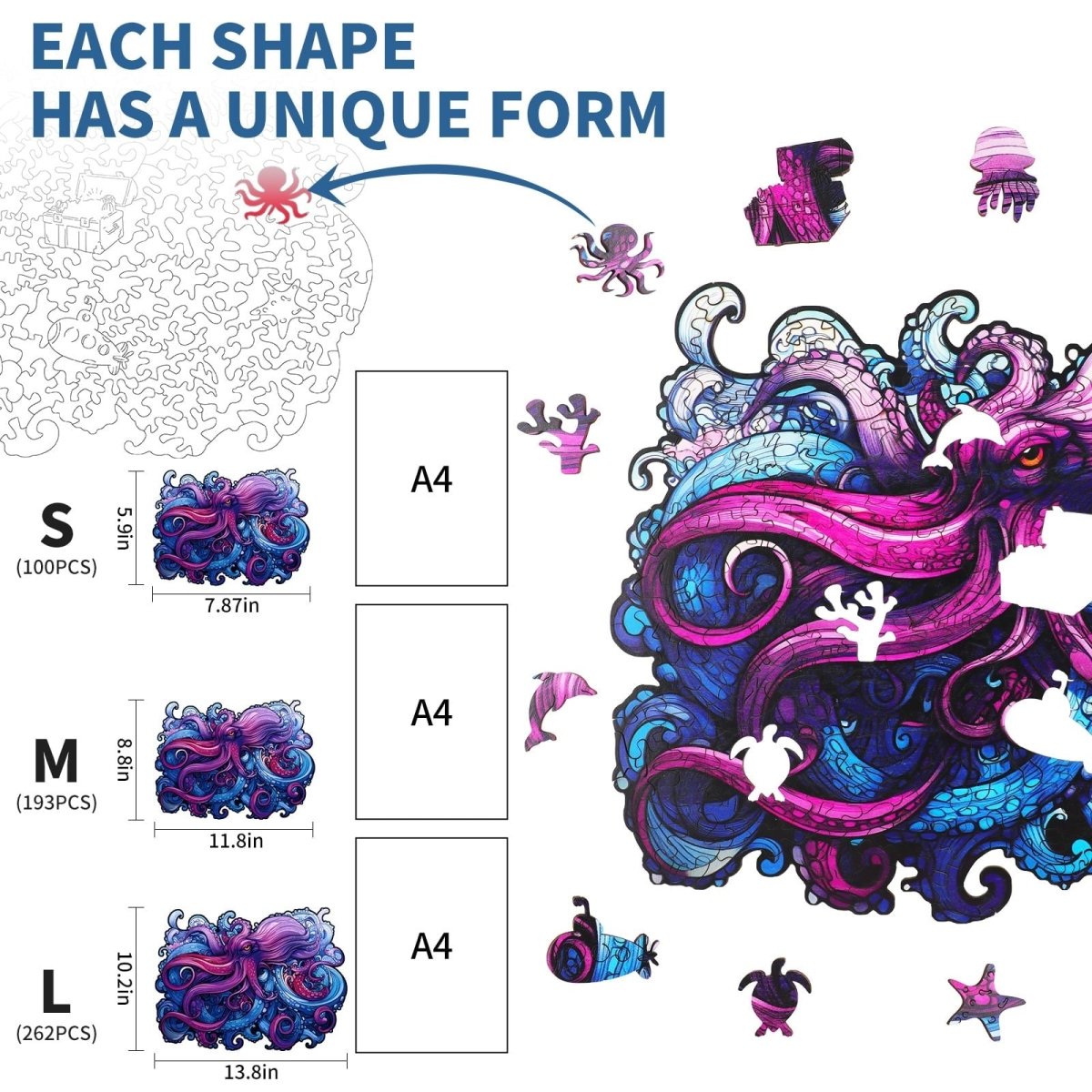 Sea Octopus Wooden Jigsaw Puzzle - KAAYEE Puzzle