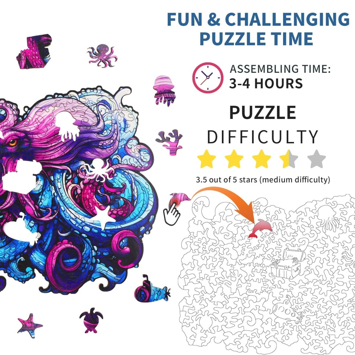 Sea Octopus Wooden Jigsaw Puzzle - KAAYEE Puzzle