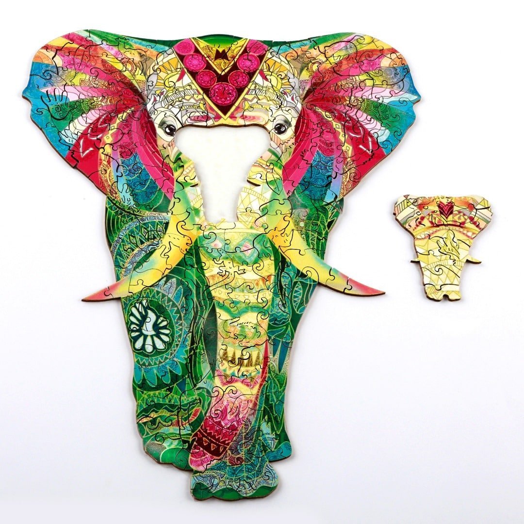 SHINY ELEPHANT Wooden Jigsaw Puzzle - KAAYEE Puzzle