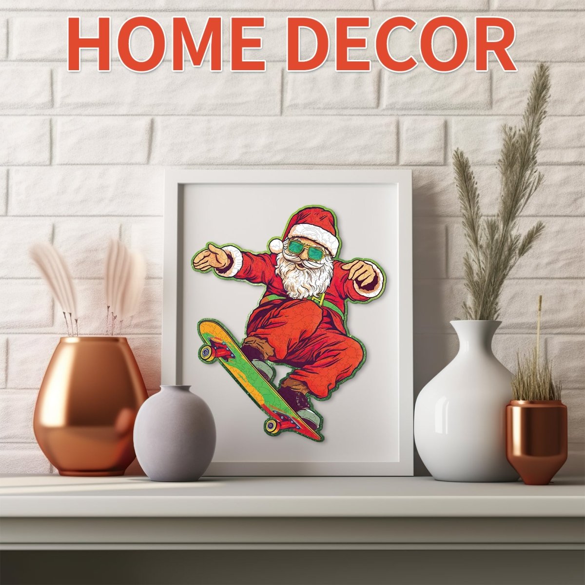 Skateboarding Santa Claus Wooden Jigsaw Puzzle - KAAYEE Puzzle